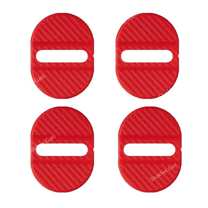 Car Door Lock Protector Plastic Carbon Stopper - 4pcs Set - Red image
