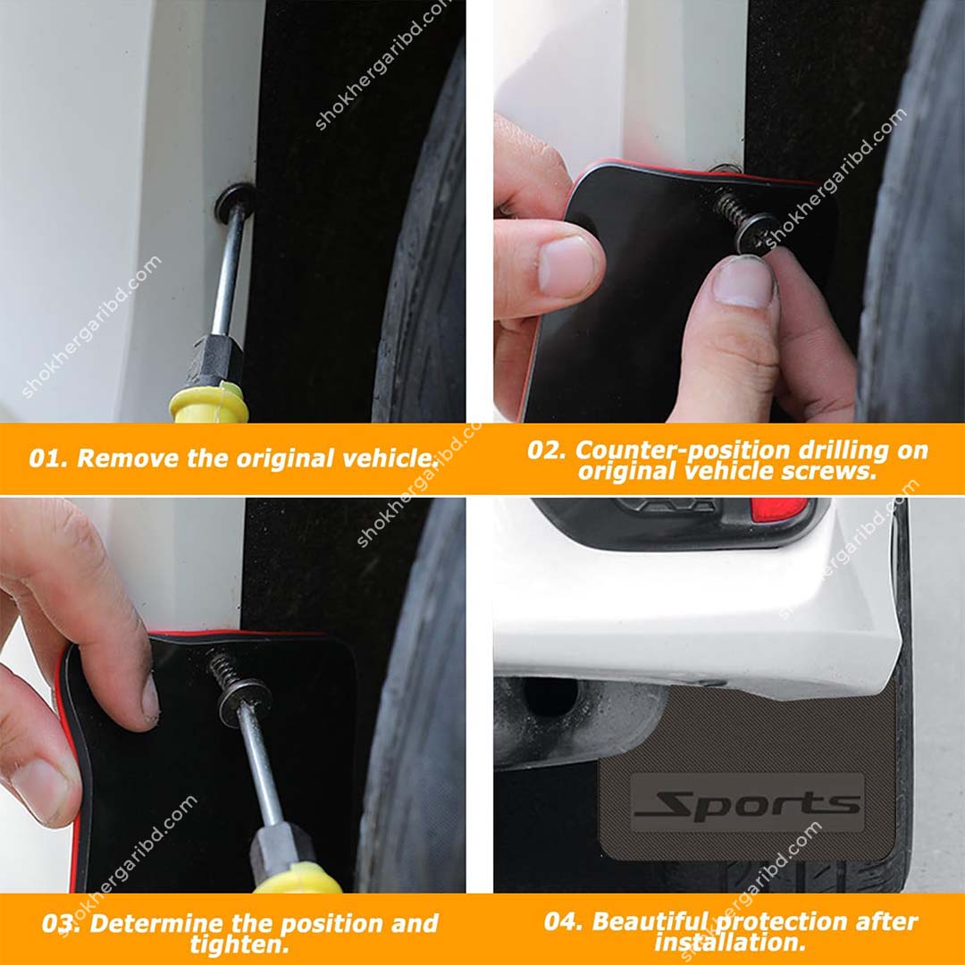 Universal Rubber Fit Soft Mudguard New Version 4 Pices – 1 Set image 1