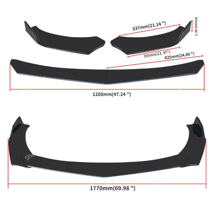 Universal Front Bumper Lip Splitter Spoiler 3pieces set image 3