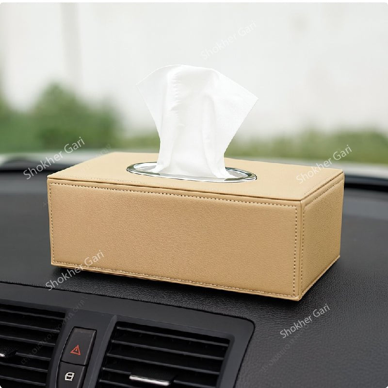 Car Tissue Box Rectangular Style PU Leather