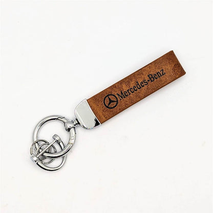 1pcs Brown PU Leather Keyring Premium - Mercedes image