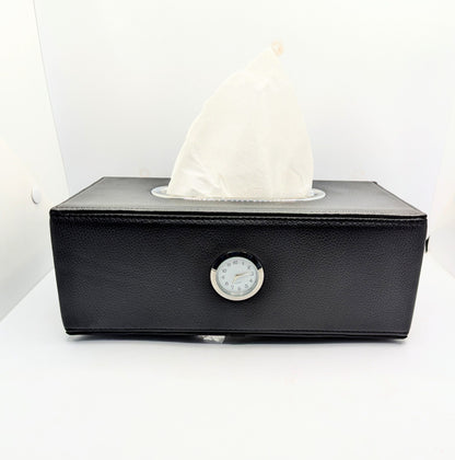 Car Clock Tissue Box  Rectangular  PU Leather image 2