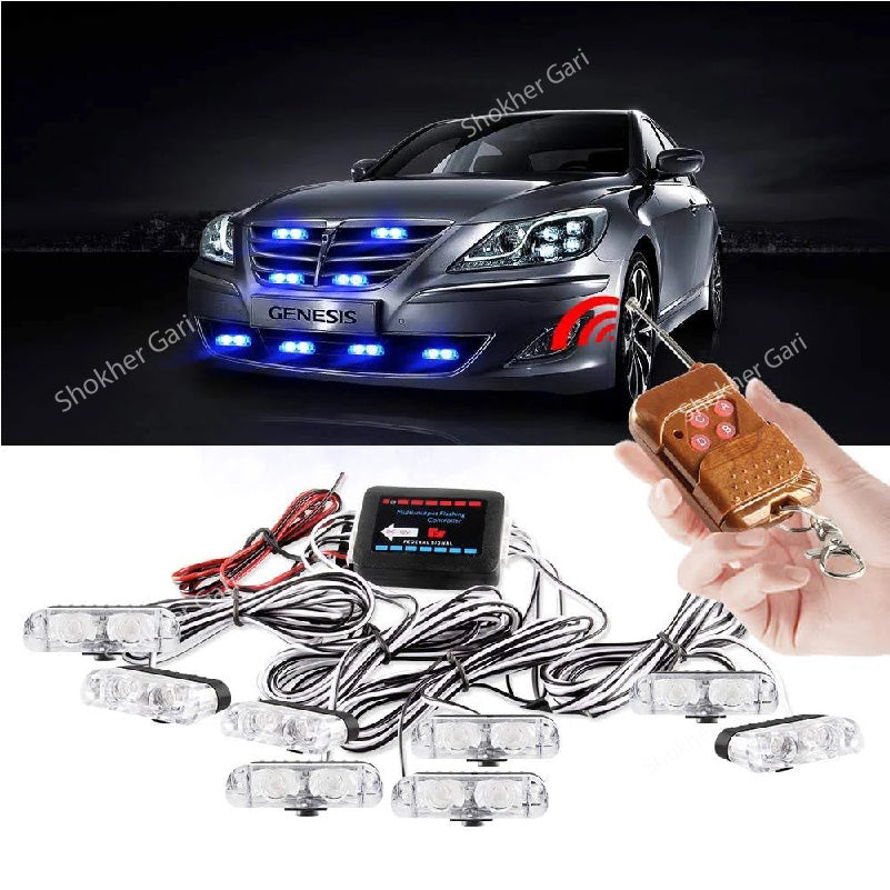 Car Remote Control LED Strobe Grill Light - 8pcs image