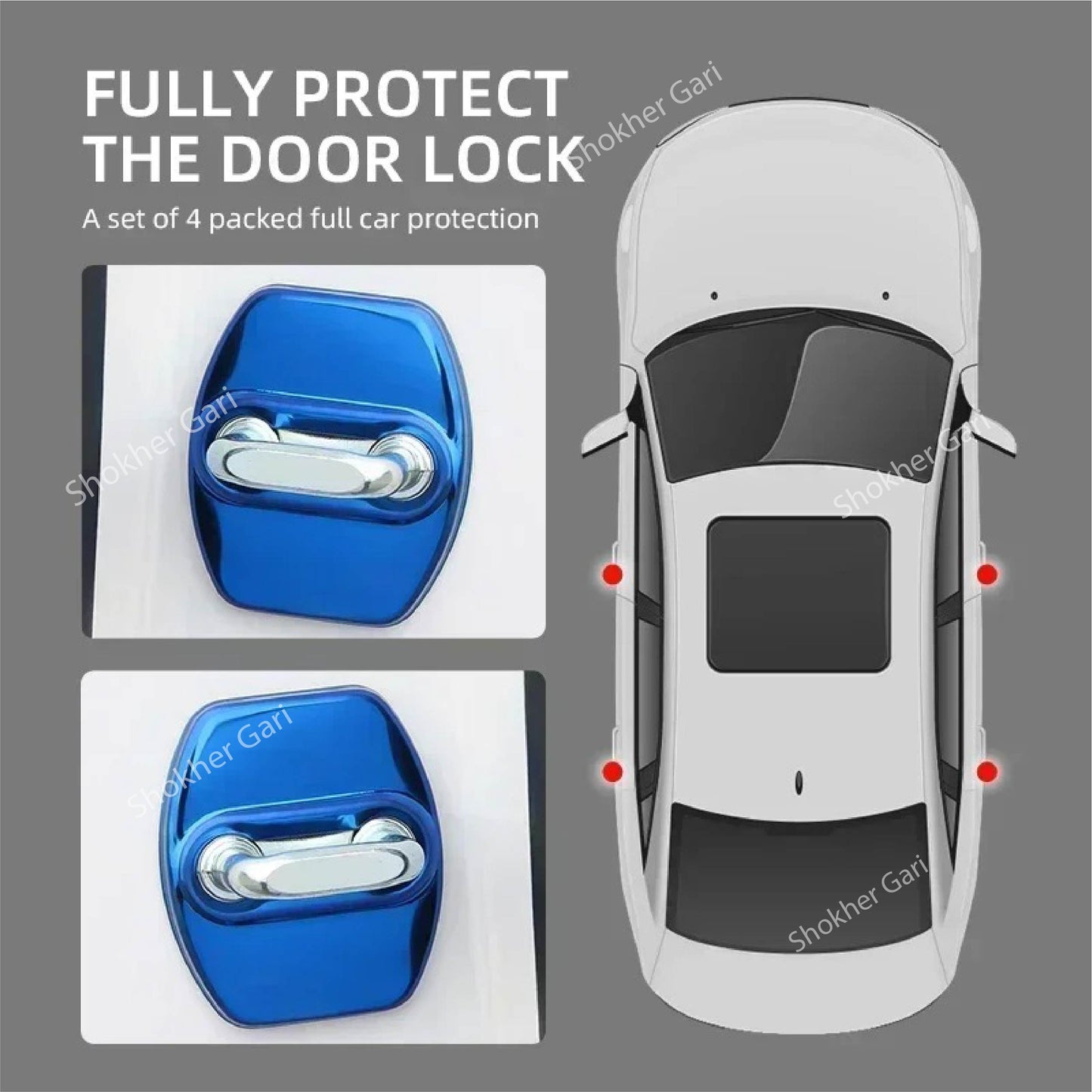 Metal 4Pcs Car Door Lock Protect Cover image 2