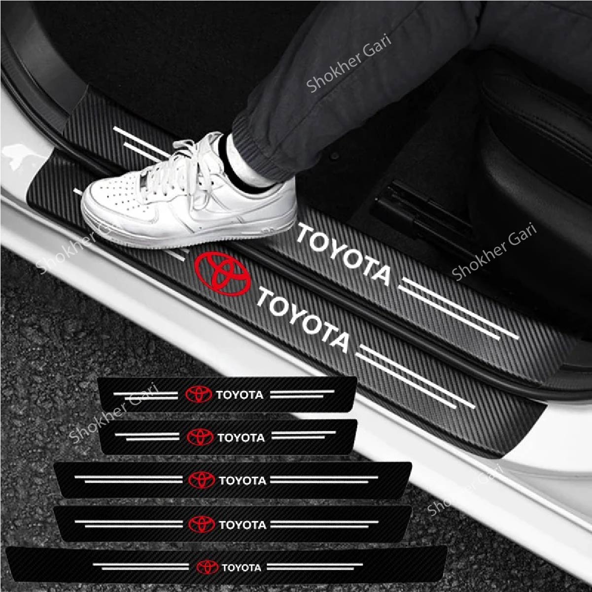 Carbon Fiber Car Door Sill Sticker Protector 4pcs Set image 5