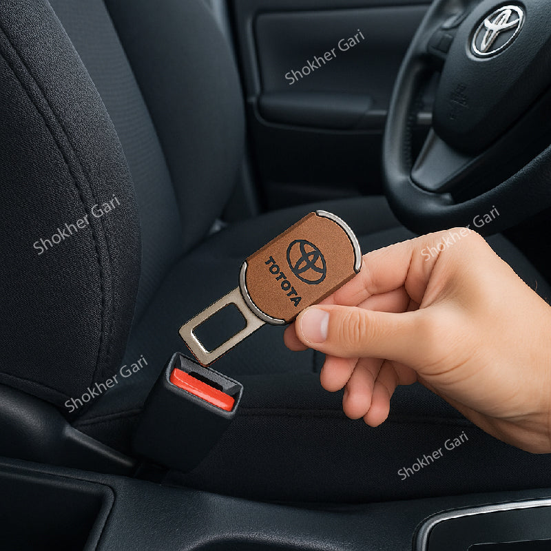 1pcs Brown PU Leather 2 IN 1 Seat Belt Clip image 0