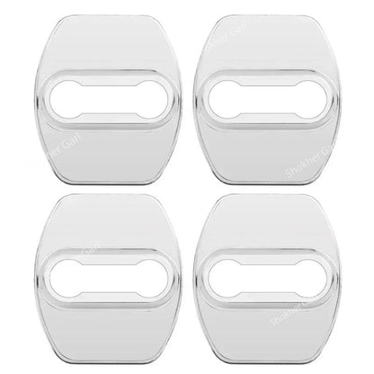 Metal 4Pcs Car Door Lock Protect Cover - Silver image