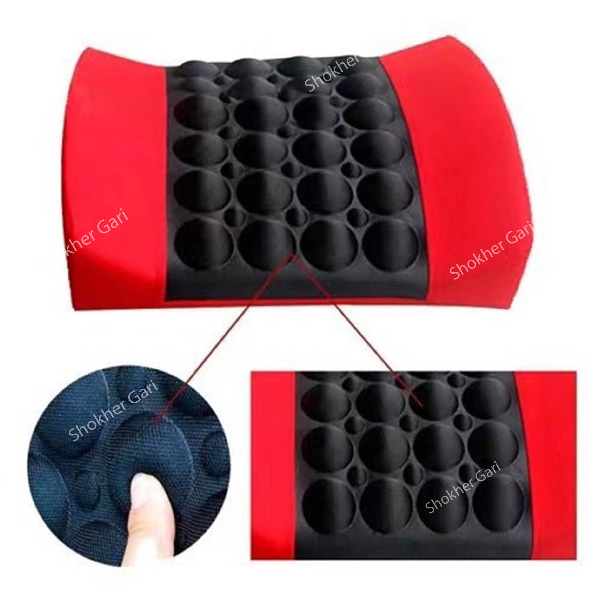 Car Seat Massage Cushion-Back Pain Relief Seat Massager-No1 - Black-Red image