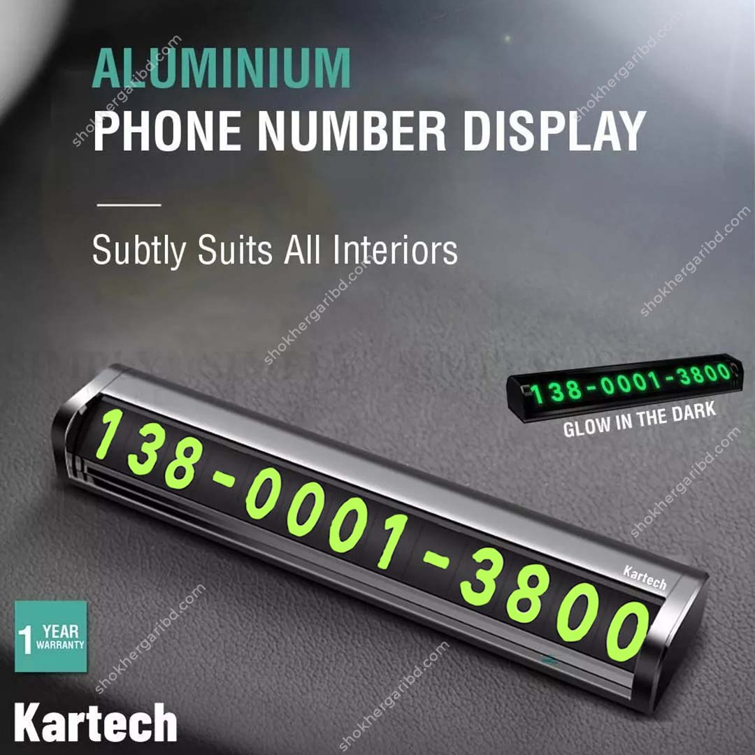 Temporary Parking Card Aluminium Body Mobile Number Holder image 0