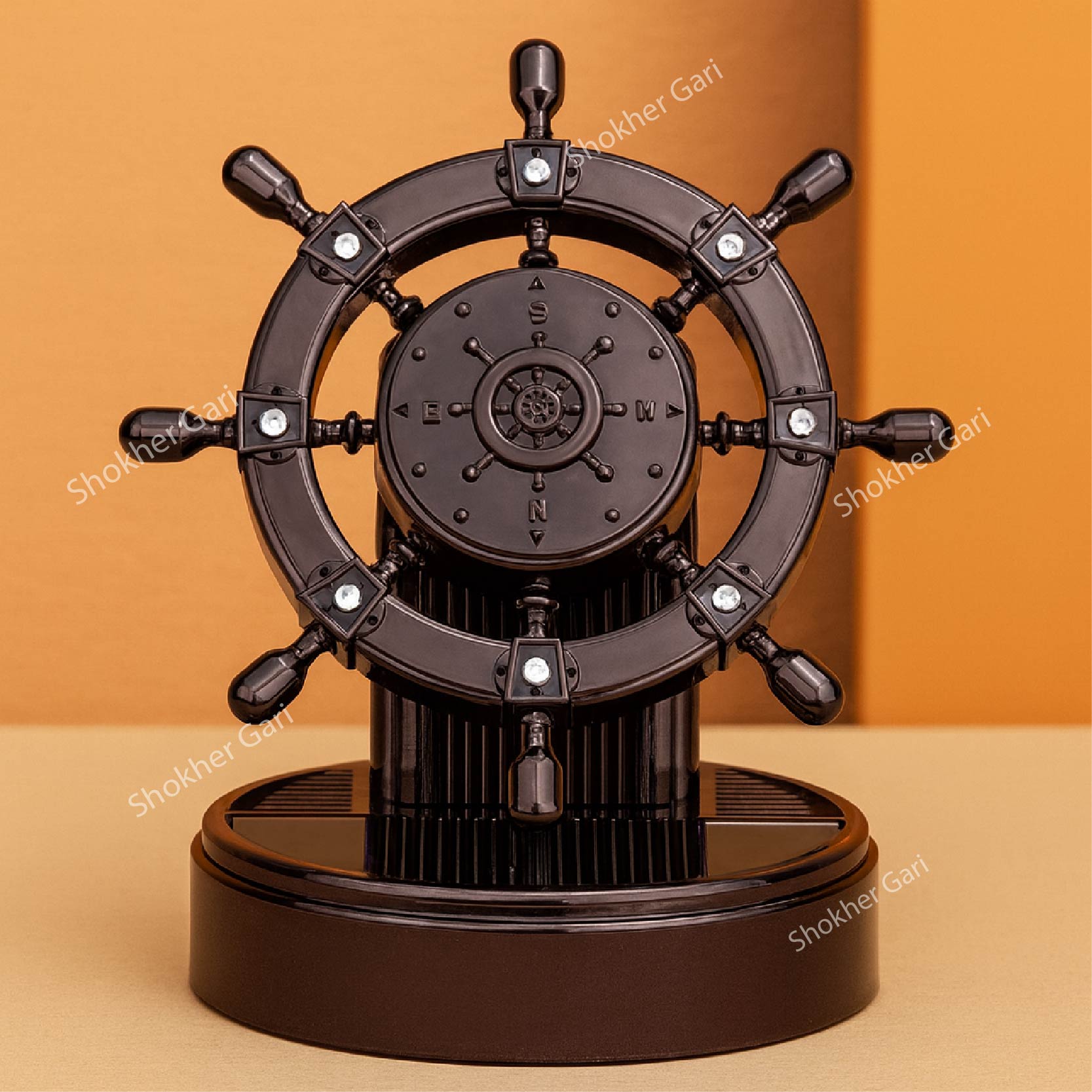 Car Air Freshener Solar Retro Ship Rotating - Black image