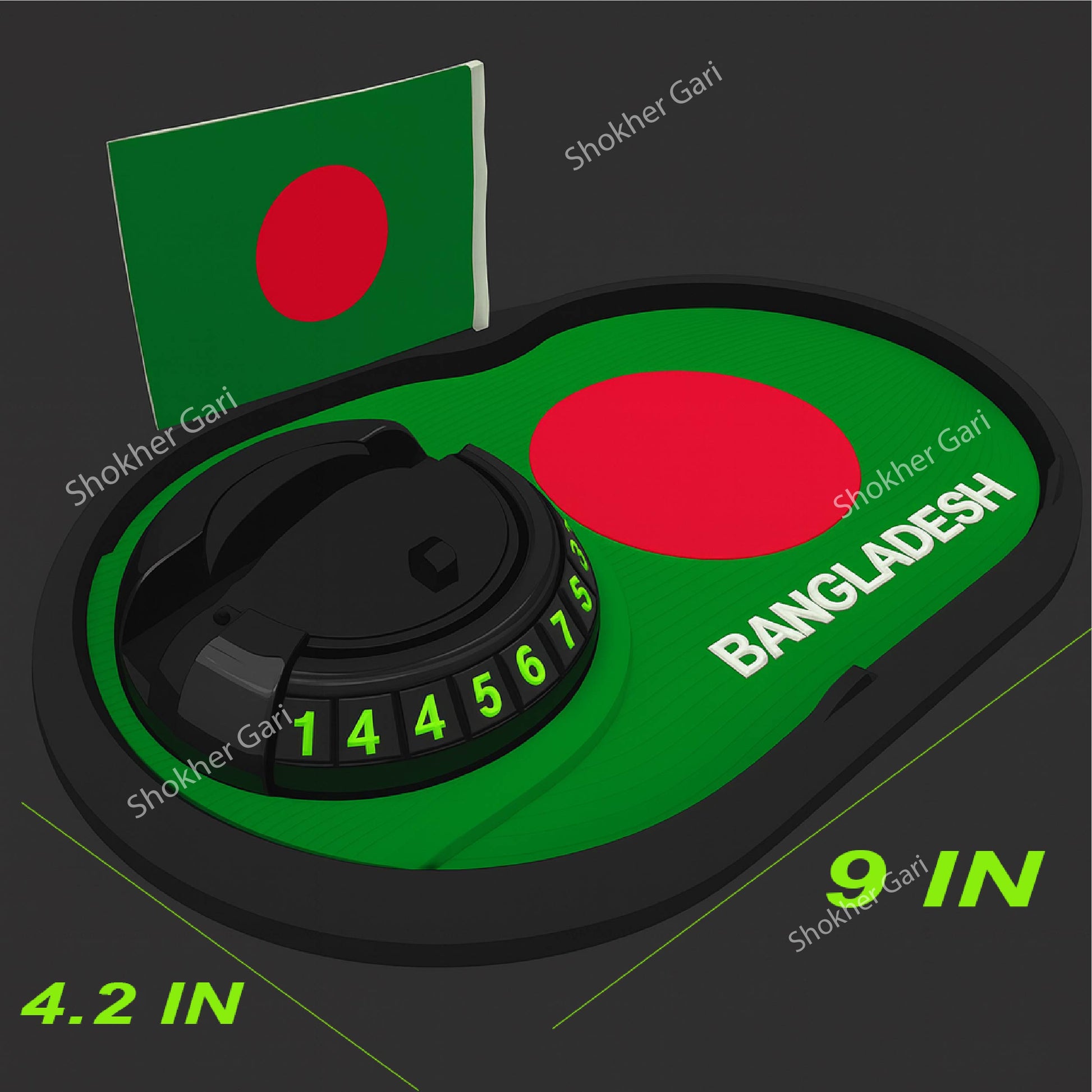 Bangladesh Flag  3 in 1 Car mobile mat High Quality With mobile Number image 7