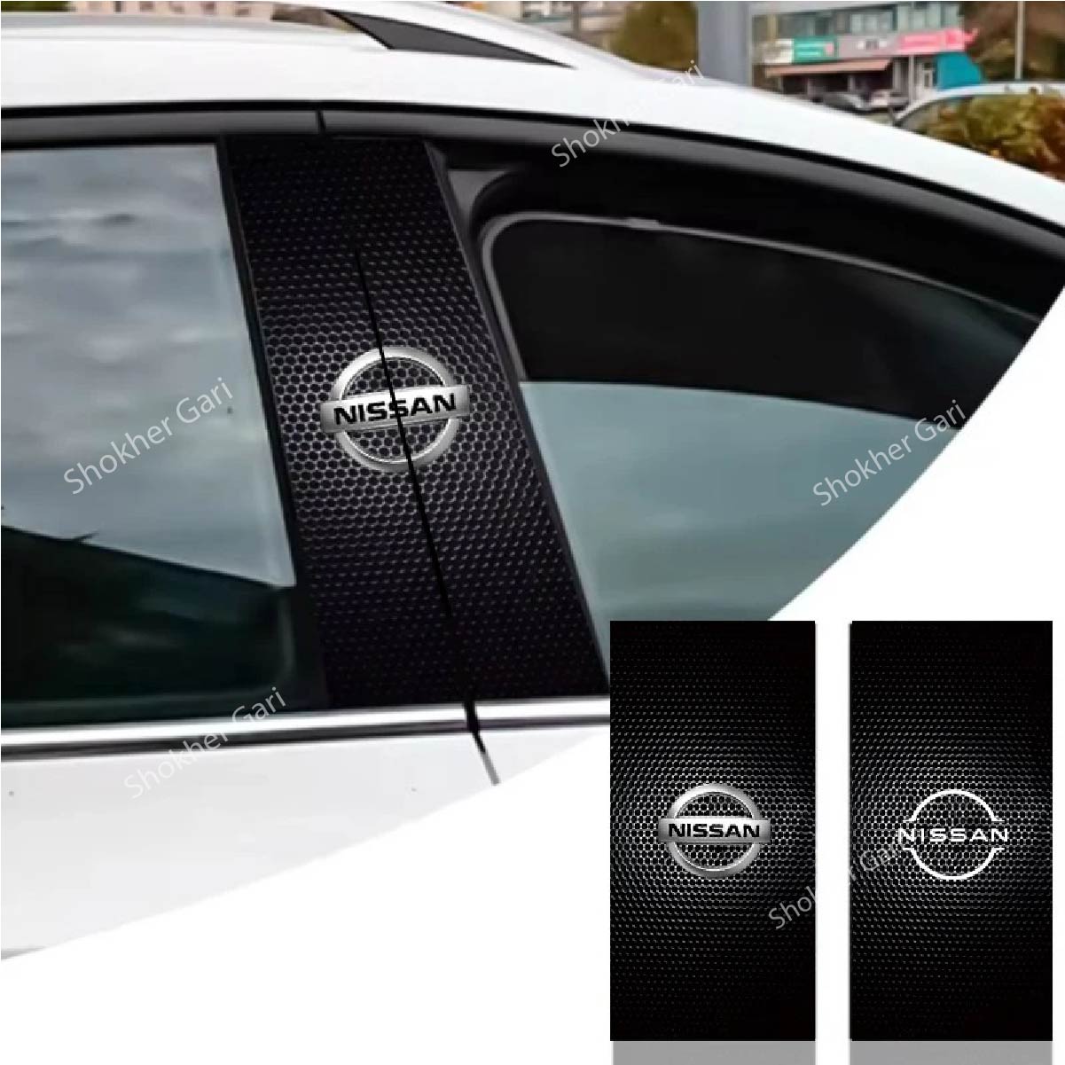 2 Pcs set Car Door Center Pillar Sticker - Nissan image