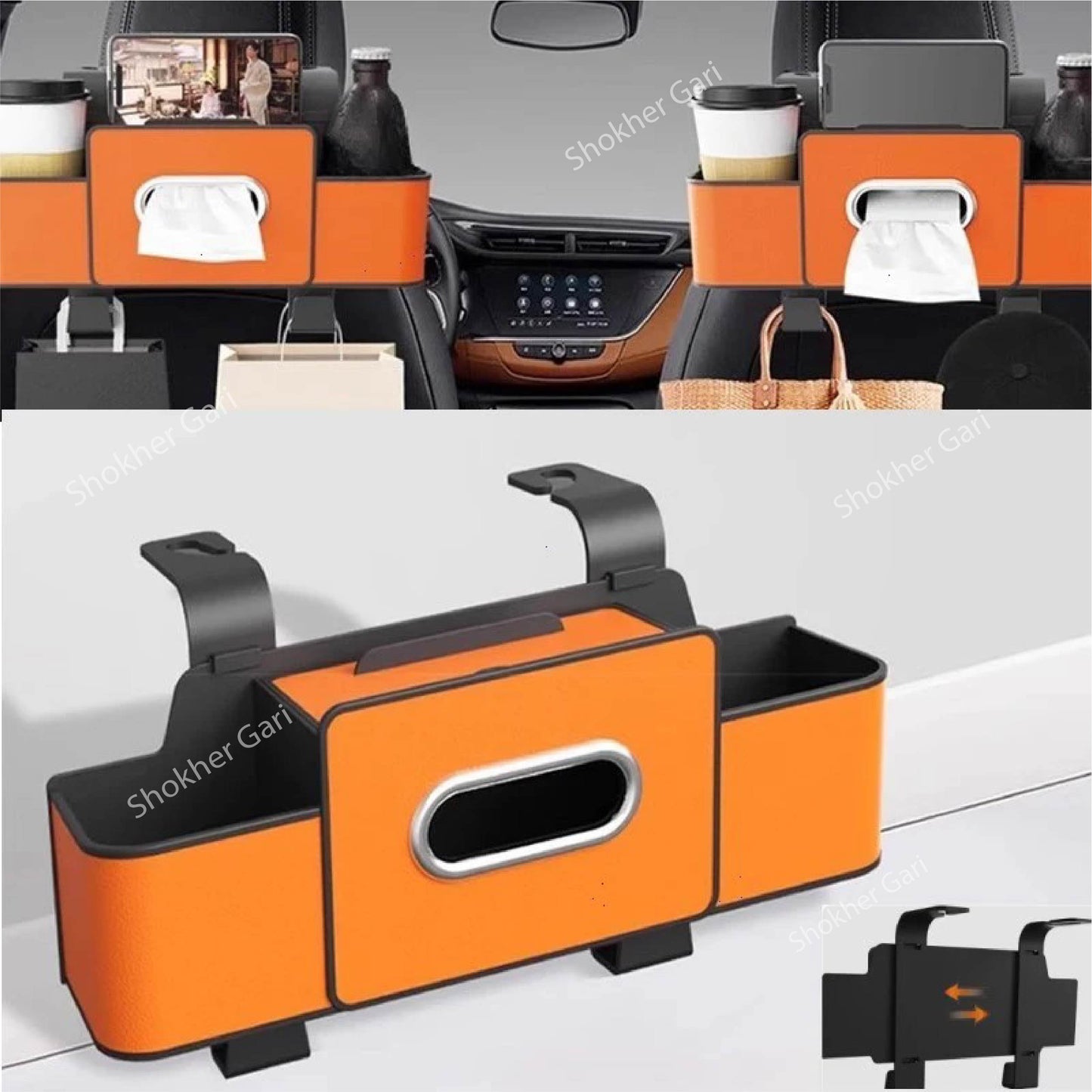 1pcs Car Functional Storage Seat Back Organizer - Orange image