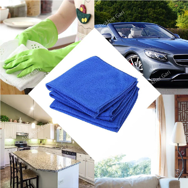 Car Cleaning Dry Microfiber Towel (Blue) 15*25cm image 3