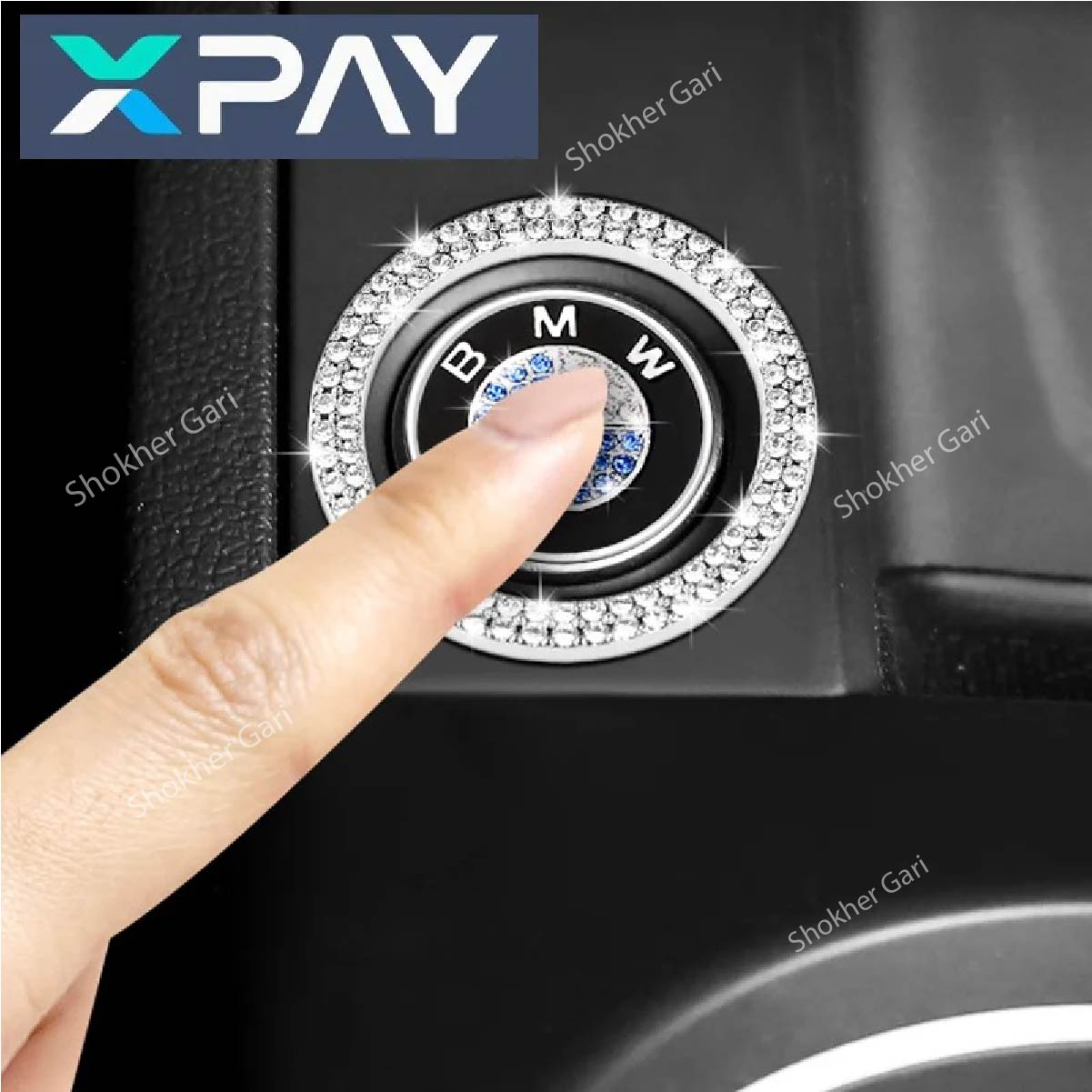 Car One-Click Engine Start Stop Switch Button Cover Sticker - BMW image