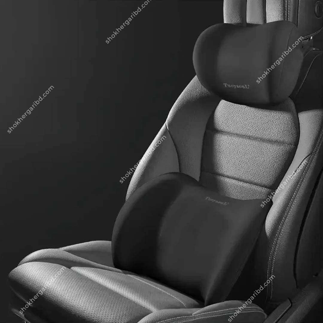 NIRACP Car Neck &amp; Lumber Back Support Pillow  Memory Foam - Black image