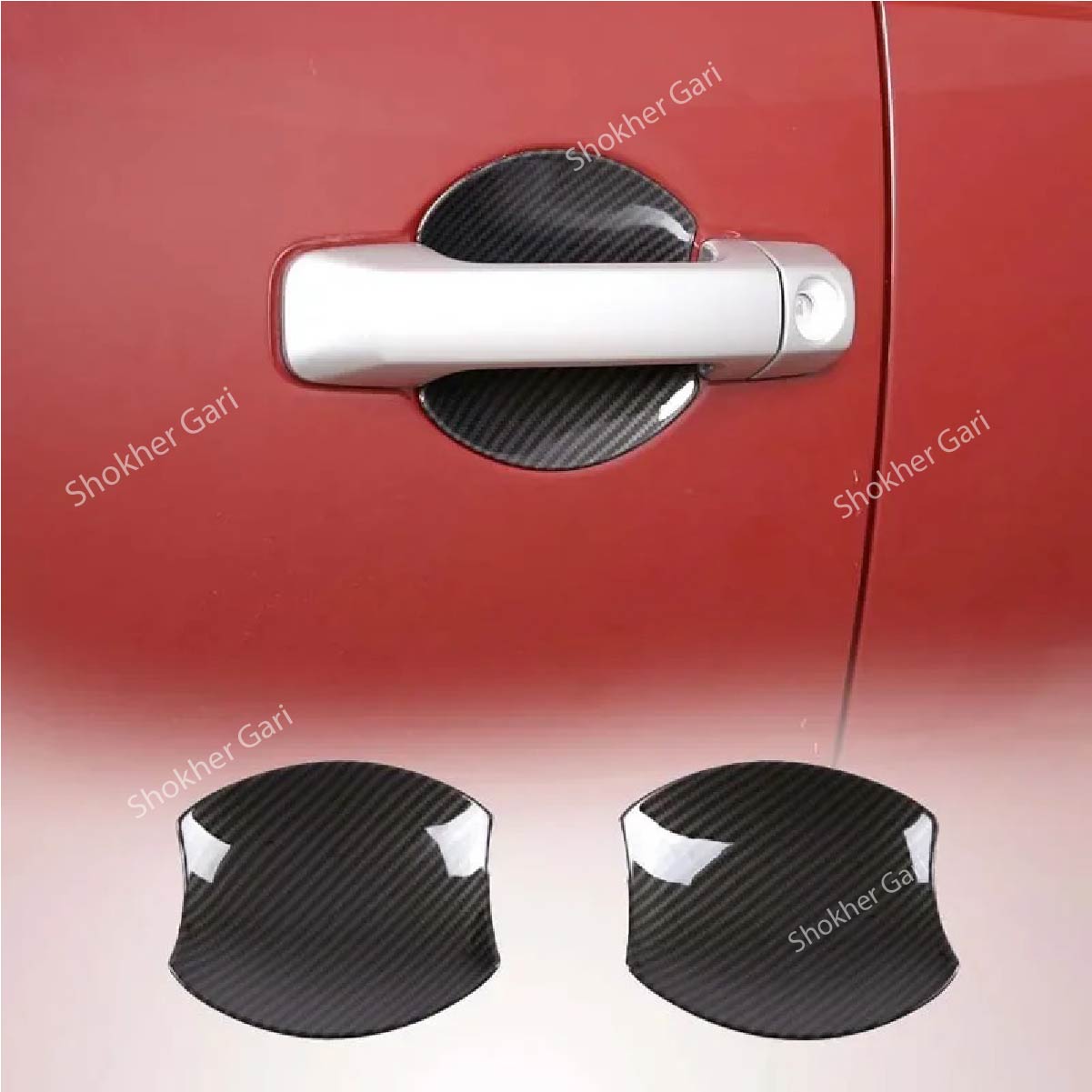 M/Y/P Car Door Handle Bowl Carbon Fiber Cover Trim 4pcs set image 3