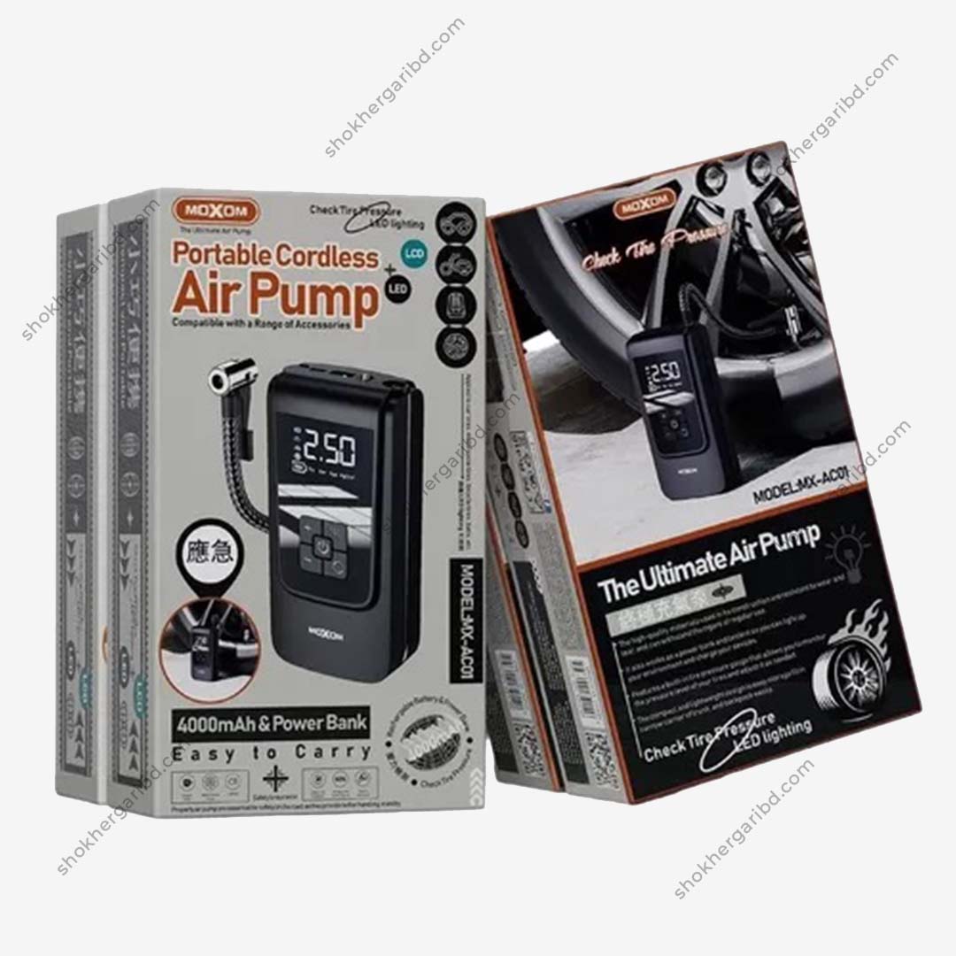 Moxom MODEL:MX-ACOI Portable Cordless Air Pump 4000 mah &amp; Power Bank image 1