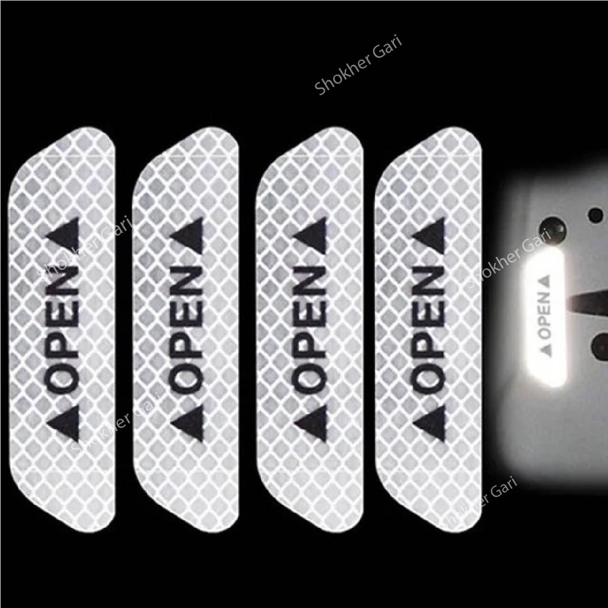 4Pcs Car Door Stickers Safety Warning Mark OPEN image 5