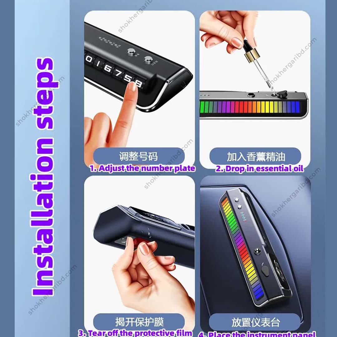 Multifunctional Itelligent Spray Diffuser Car Fragrance Car Liscence Plate Number With Colorful Ambient Light image 1