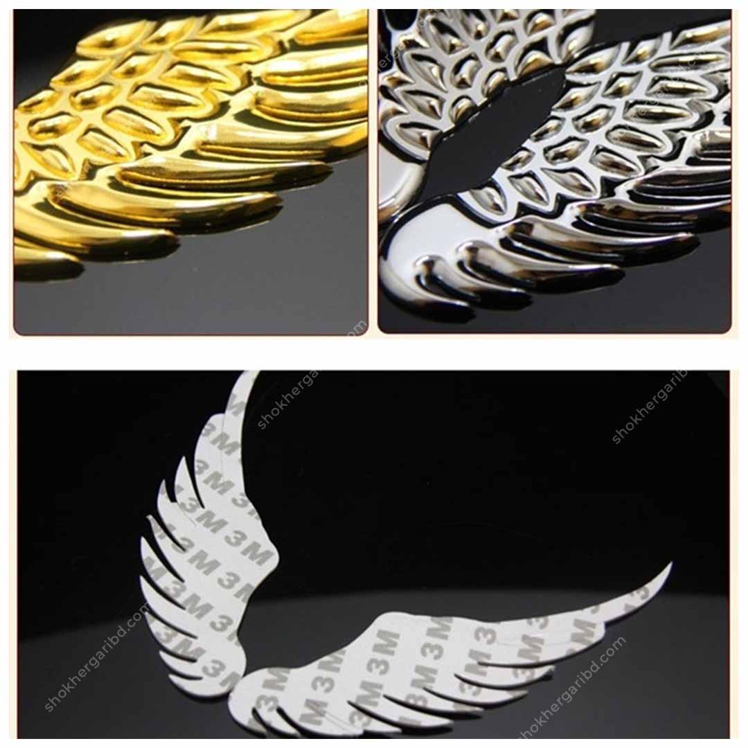 Car 3D Metal Angel Wing Stickers 2pcs image 3