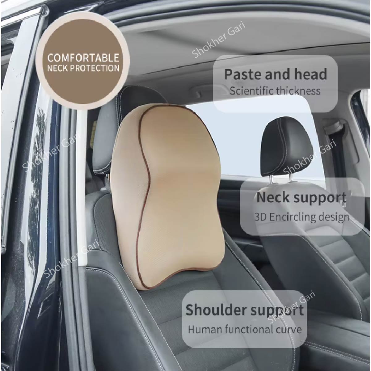 Headrest pillow neck support- Comfortable Memory Foam Neck Pillow-1 piece image 4