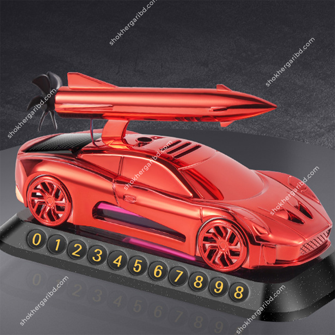 Car Rocket Style Solar perfume with Mobile Number - Red image