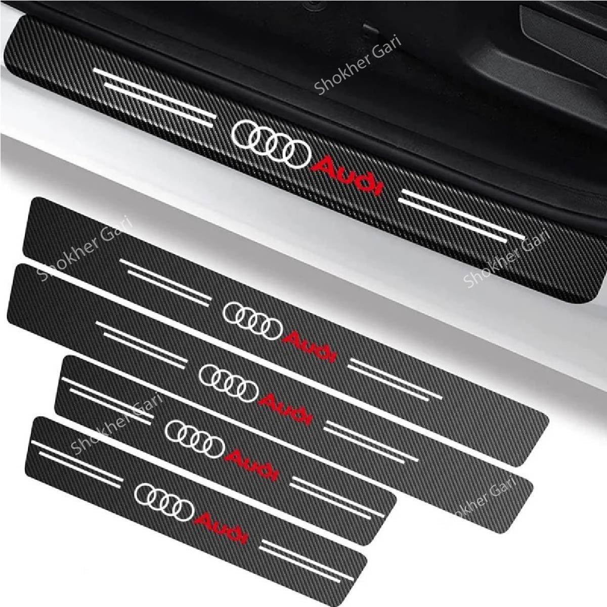 Carbon Fiber Car Door Sill Sticker Protector 4pcs Set image 25