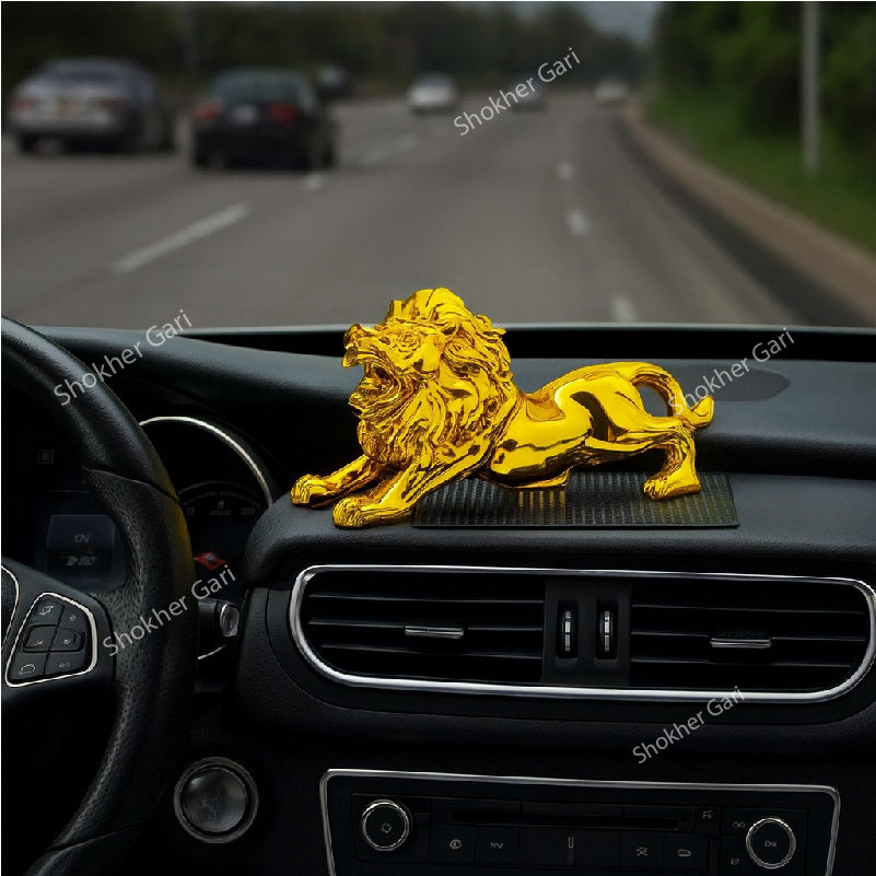 Metal Gold Plated Lion Showpiece For Car Dashboard Decoration image 0