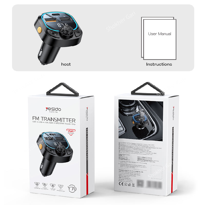 Yesido Y70 FM Transmitter 15W image 3