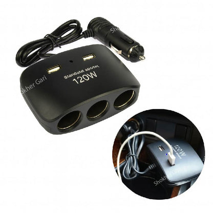 120w Car 3 Pin Socket With 2 USB Charging Put image 2