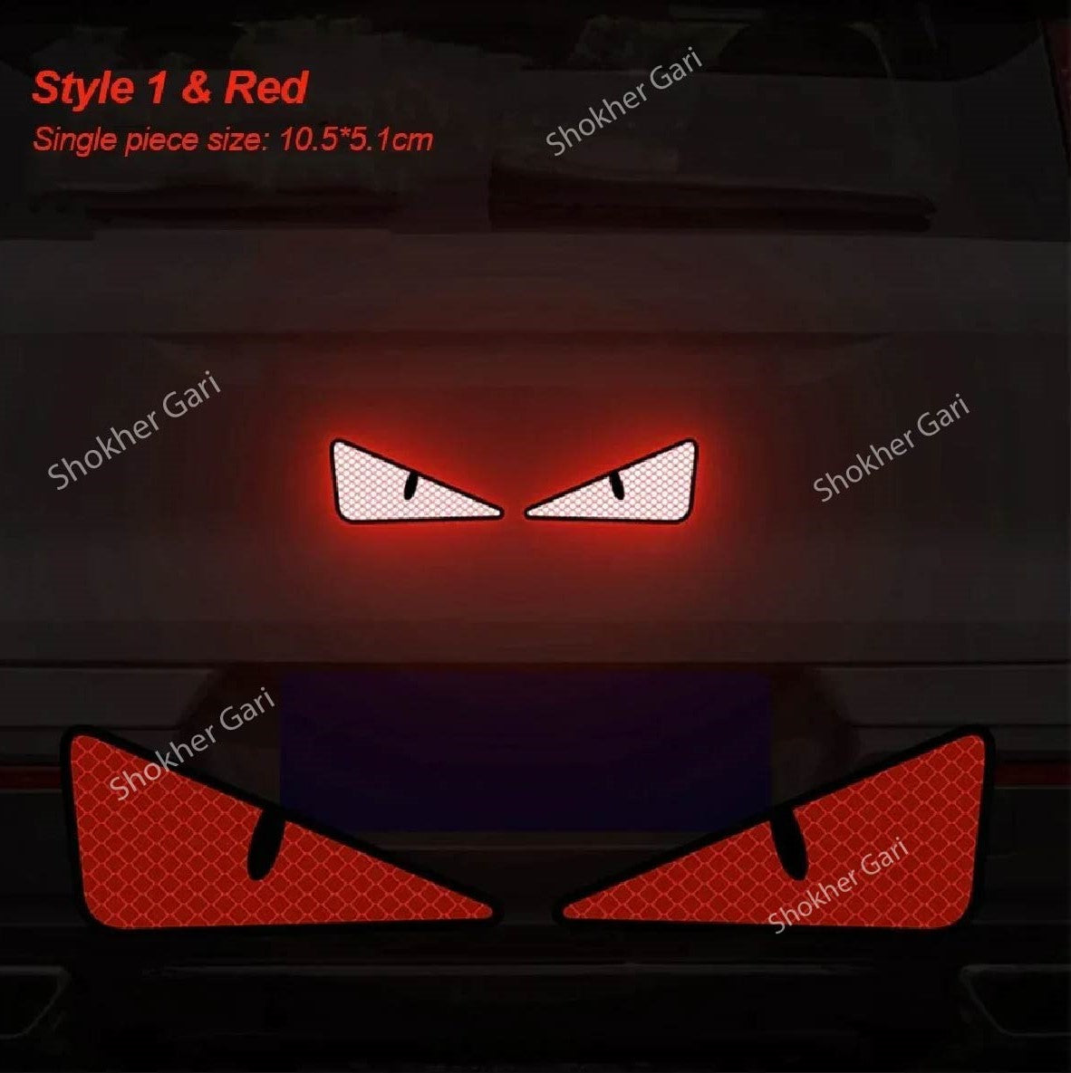 2Pcs Triangle Cat Eyes Pattern Night Reflective Sticker  - Red image