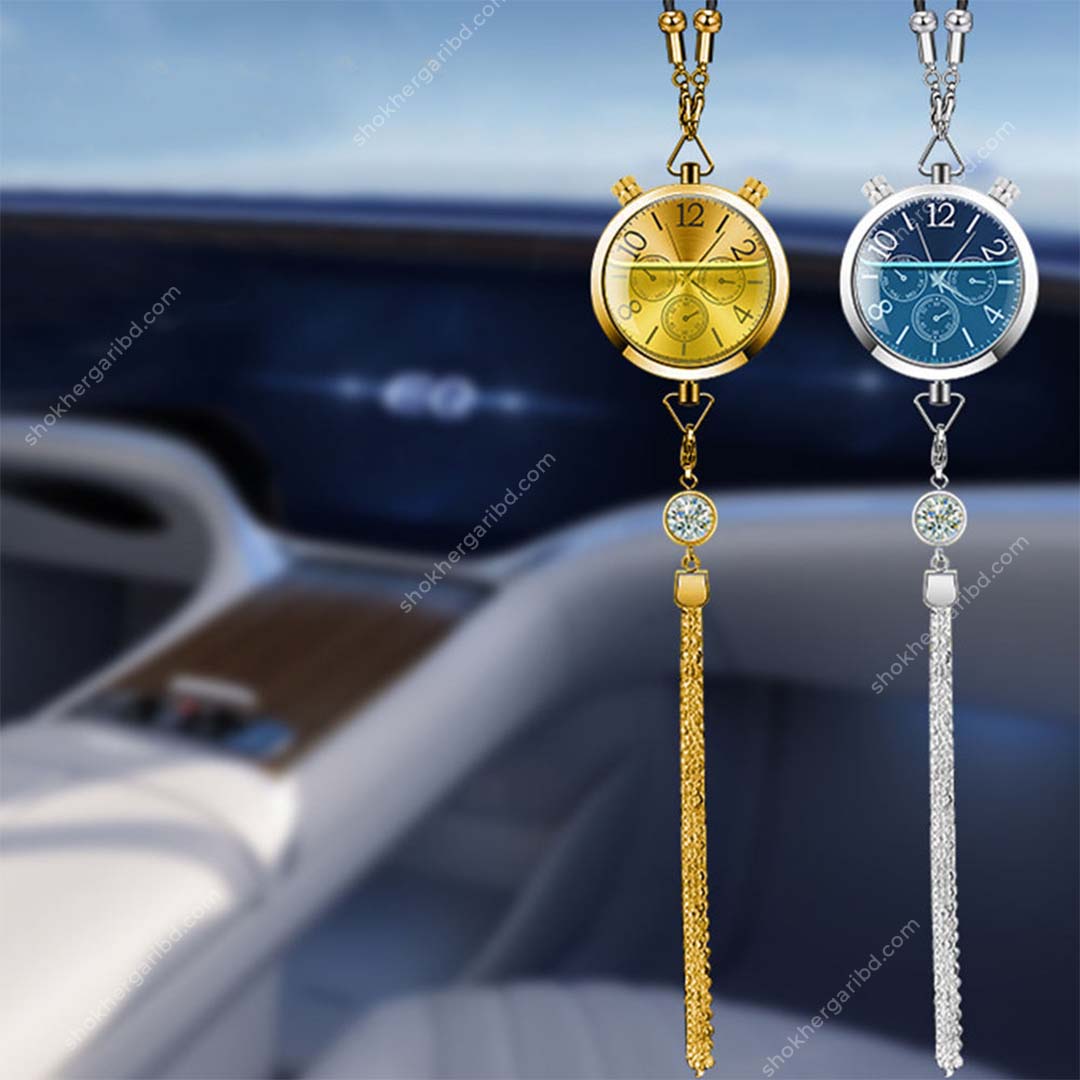 Car Clock With Air Freshener Hanging Showpiece image 1