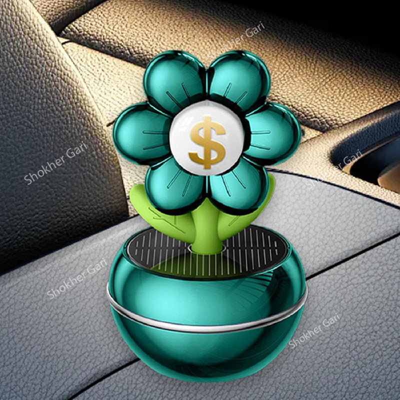 1 Pcs Flower Dollar Solar Air freshener - Green image