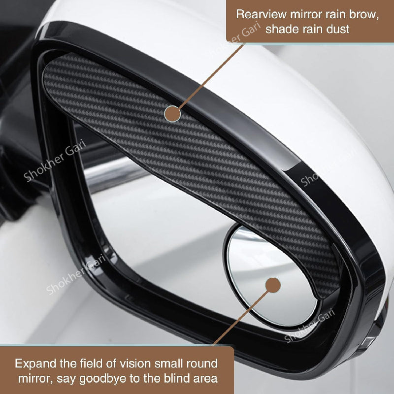 2 PCS Car Rearview Mirror with Rain Eyebrow image 2