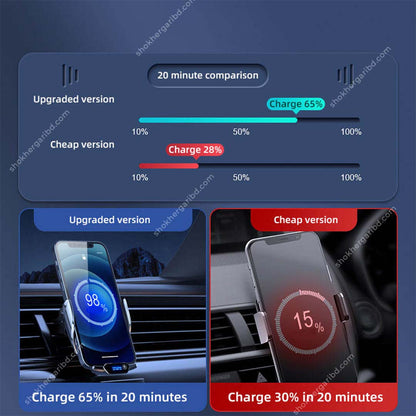Car Phone Holder Automatic Clamping Wireless Fast Charger Ambient Light Air Vent image 1