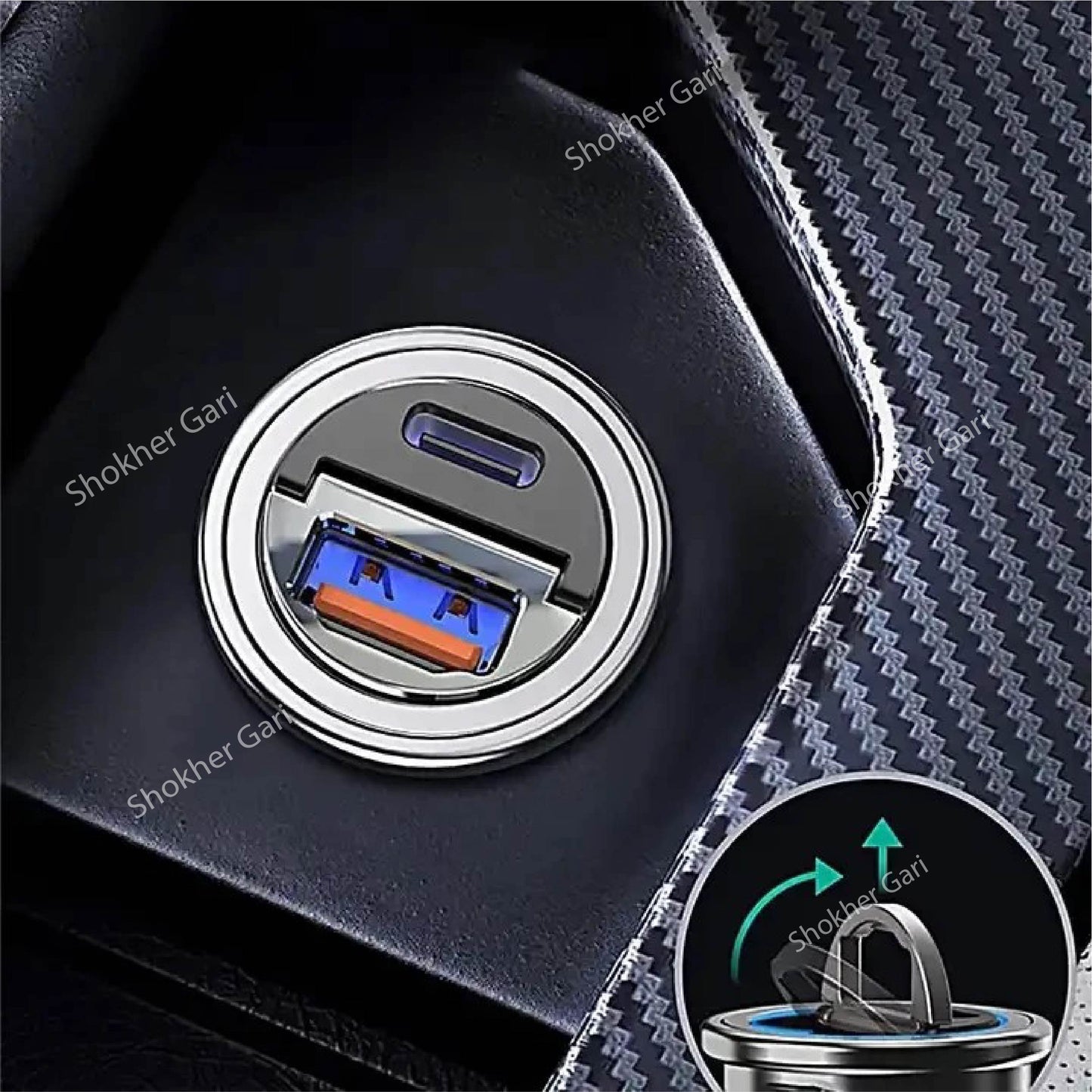 100W Mini USB Pugan Car Fast Charger image 3