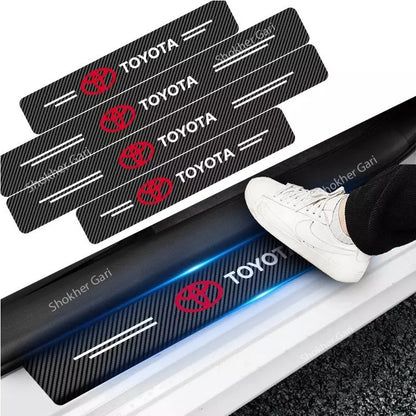 Carbon Fiber Car Door Sill Sticker Protector 4pcs Set - Toyota image