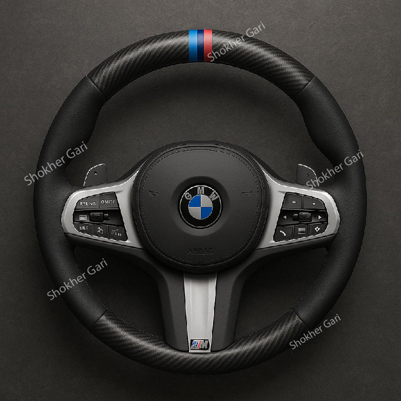 Car 3 Color Half Carbon Steering Wheel cover image 1