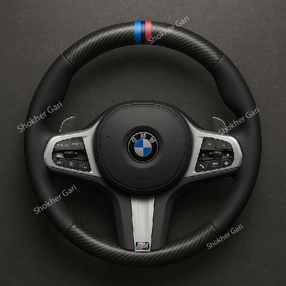 Car 3 Color Half Carbon Steering Wheel cover image 1