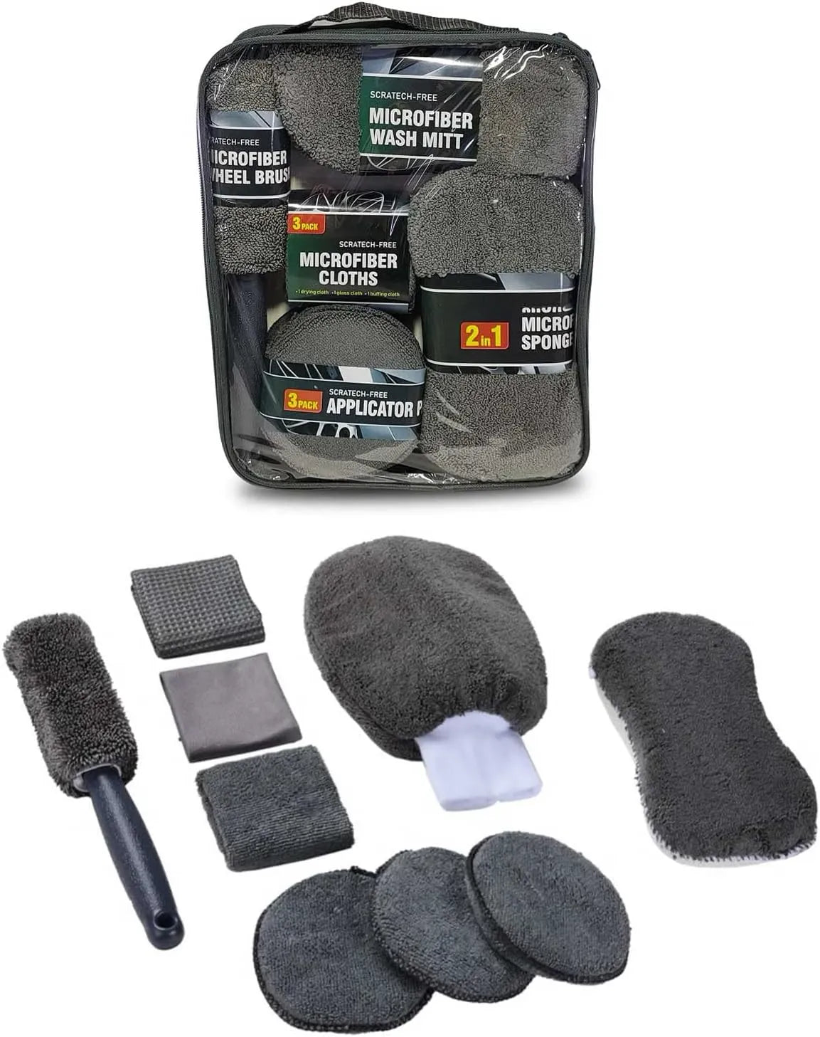 9 Pieces Car Cleaning Tools Wide Application Portable Car Care Kit image 2