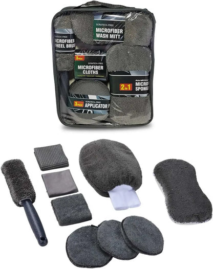 9 Pieces Car Cleaning Tools Wide Application Portable Car Care Kit image 2