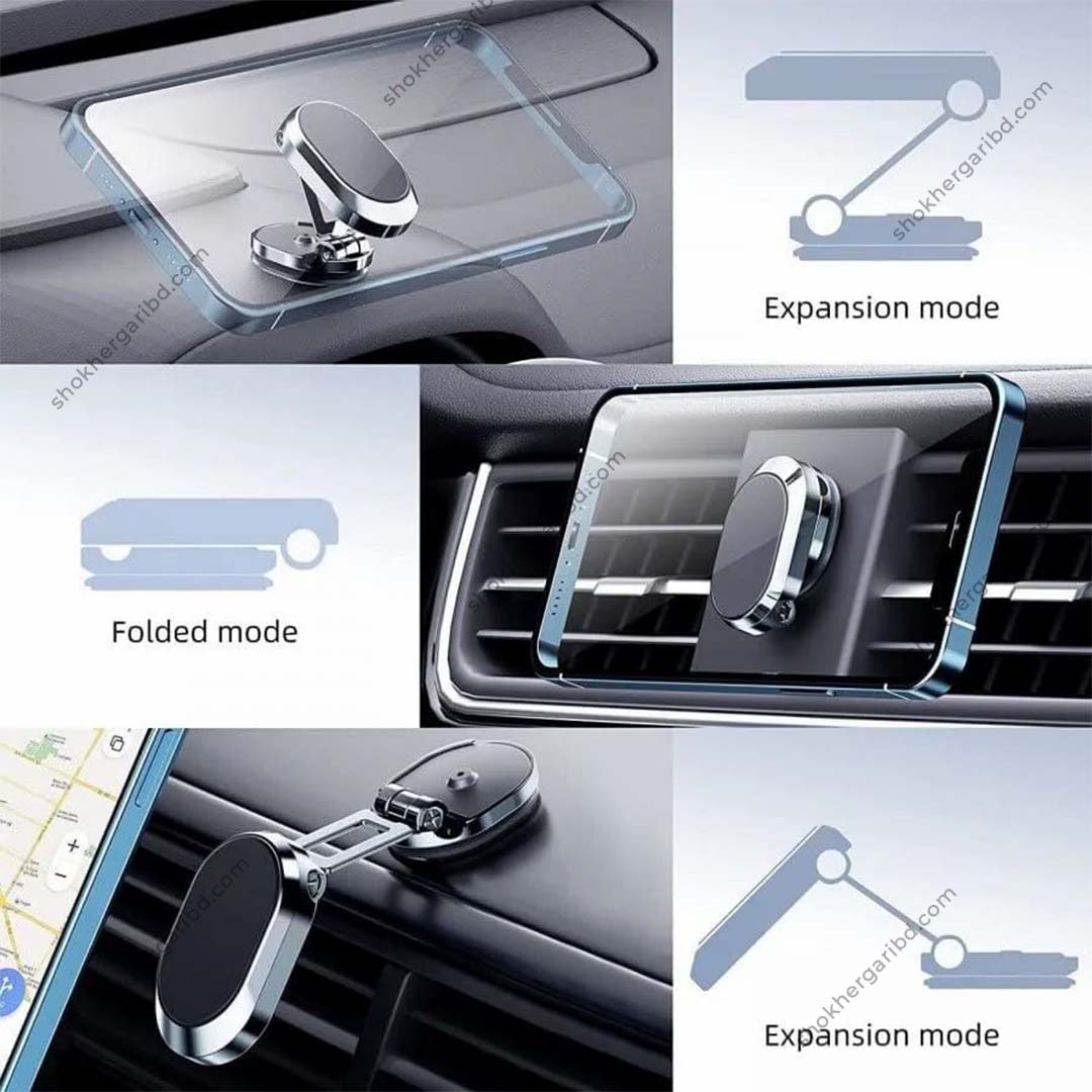 Foldable 360° Rotation Magnetic Car Phone Holder image 2
