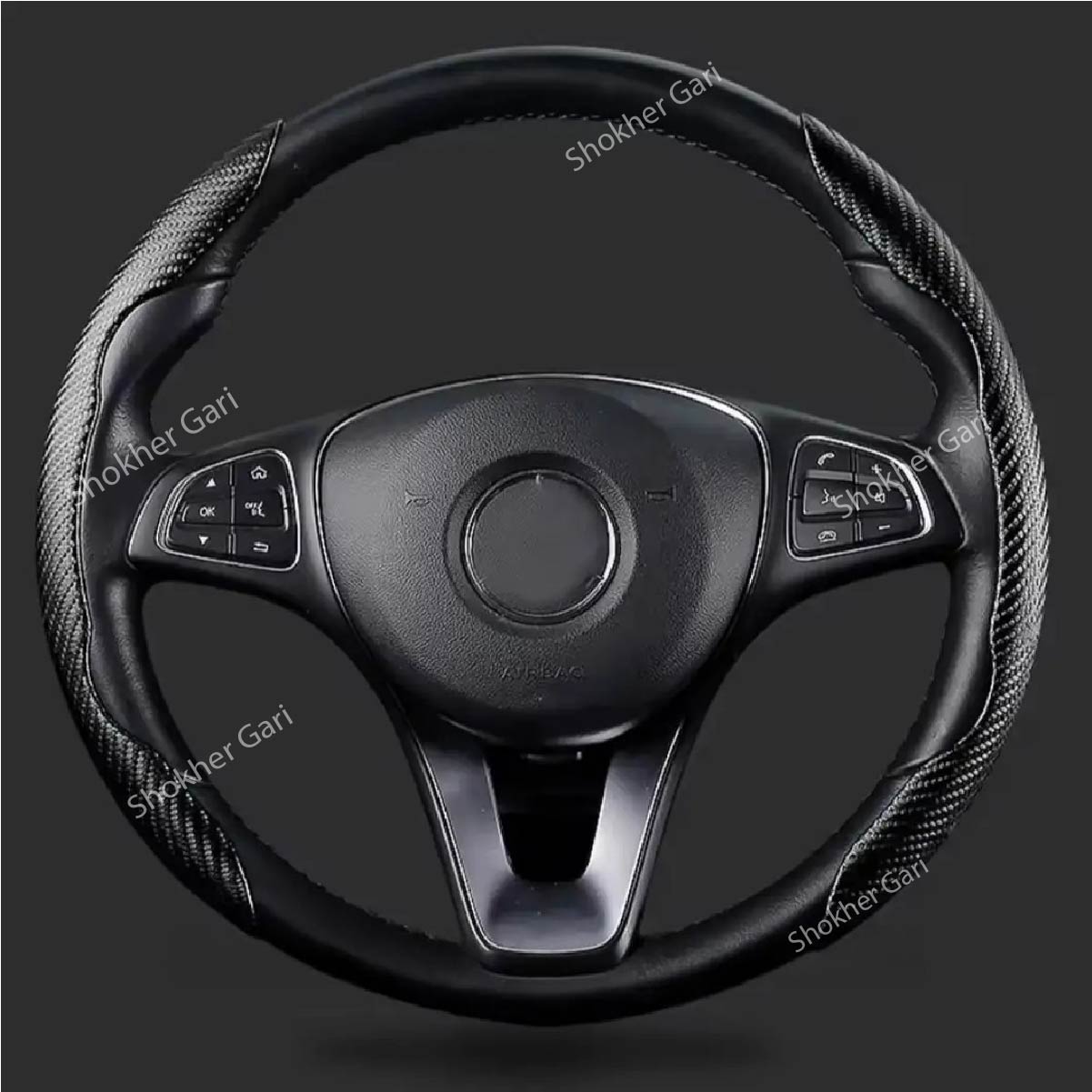 2pcs Laser Carbon Fiber Half Steering Cover image 0