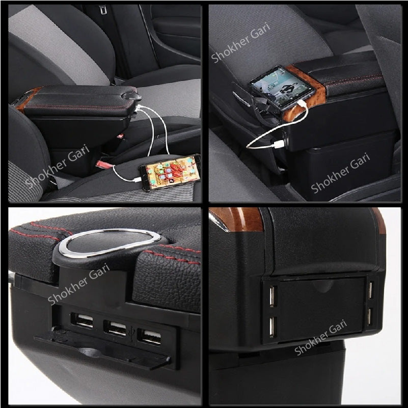 Car Universal Armrest Box Double Doors Open USB Console Box(3 colours) image 4