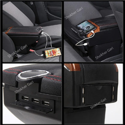 Car Universal Armrest Box Double Doors Open USB Console Box(3 colours) image 4