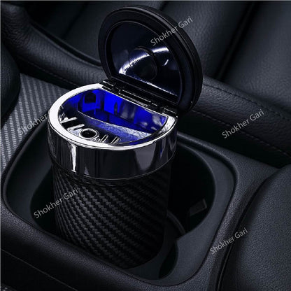 Car Ashtray Carbon Fiber Portable Ceramic (With LED) image 0