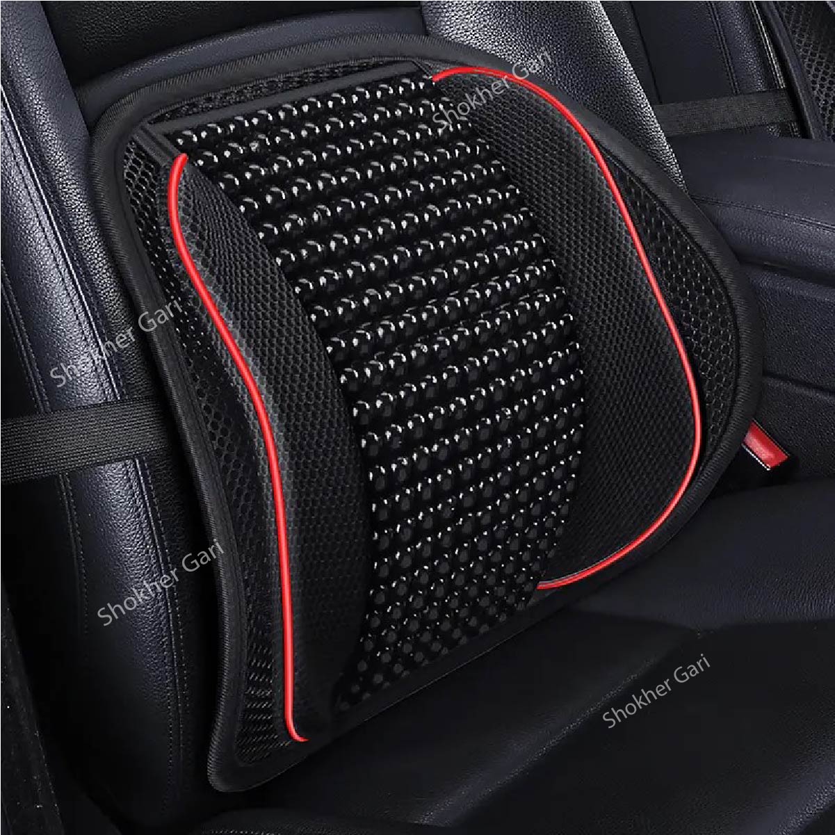 1Pcs High Quality Wooden Car Back Support - Black image