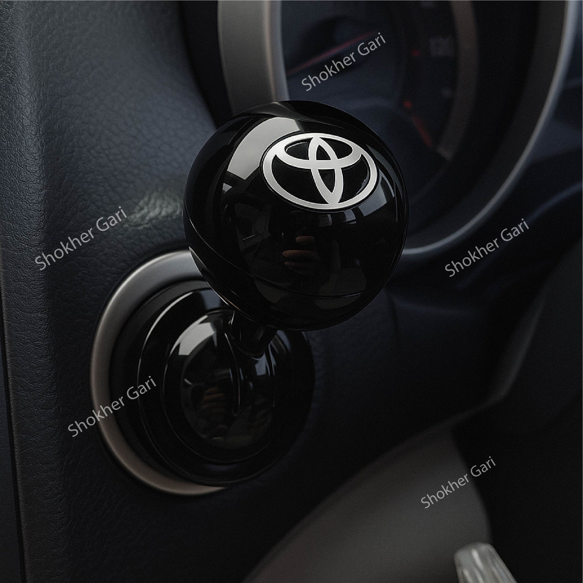 Toyota Car Engine Start Stop Button Joystick  Pushbutton Cover - Toyota Black image