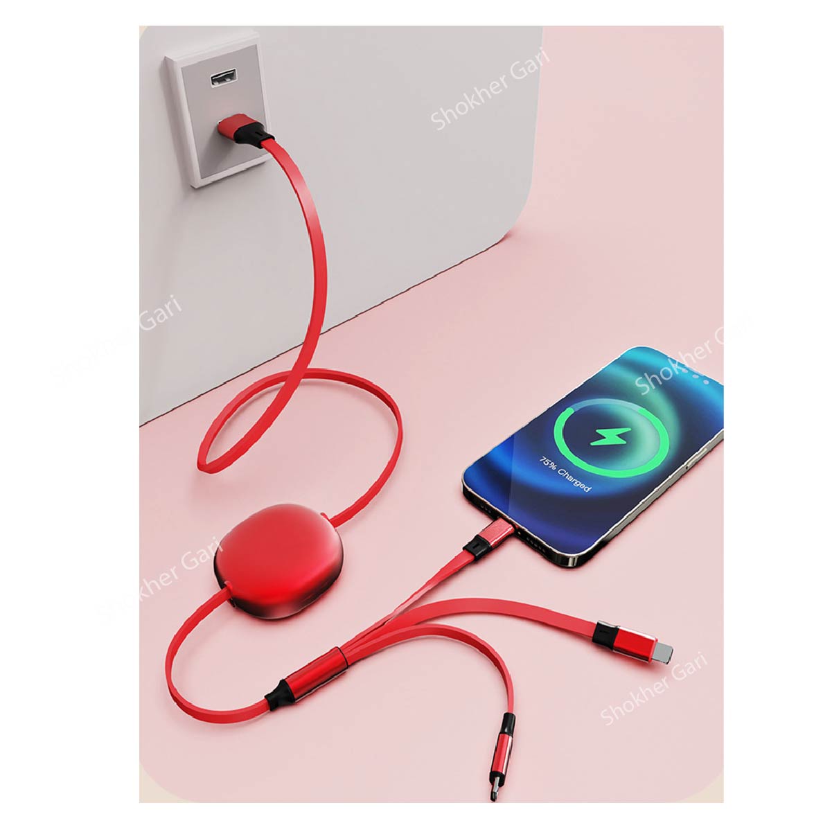 3-in-1 Only Cable Retractable Extension Fast Charging image 0